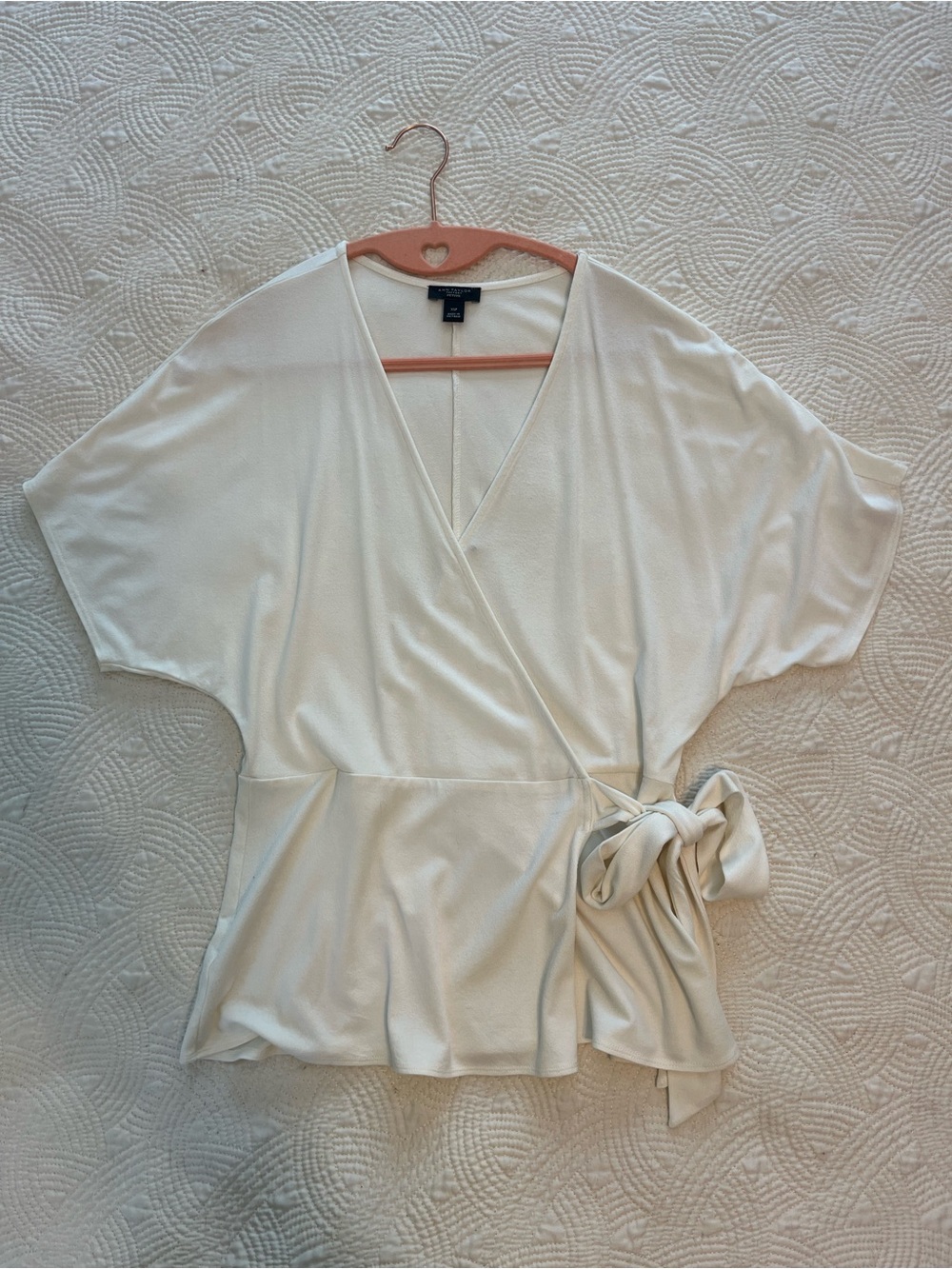 Banana Republic Women's Cream Wrap Tie V-Neck Blouse - Picture 2 of 8